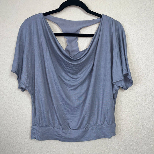 Express Womens Sz S Slouchy Scoop Neck Blouse Gray Purple