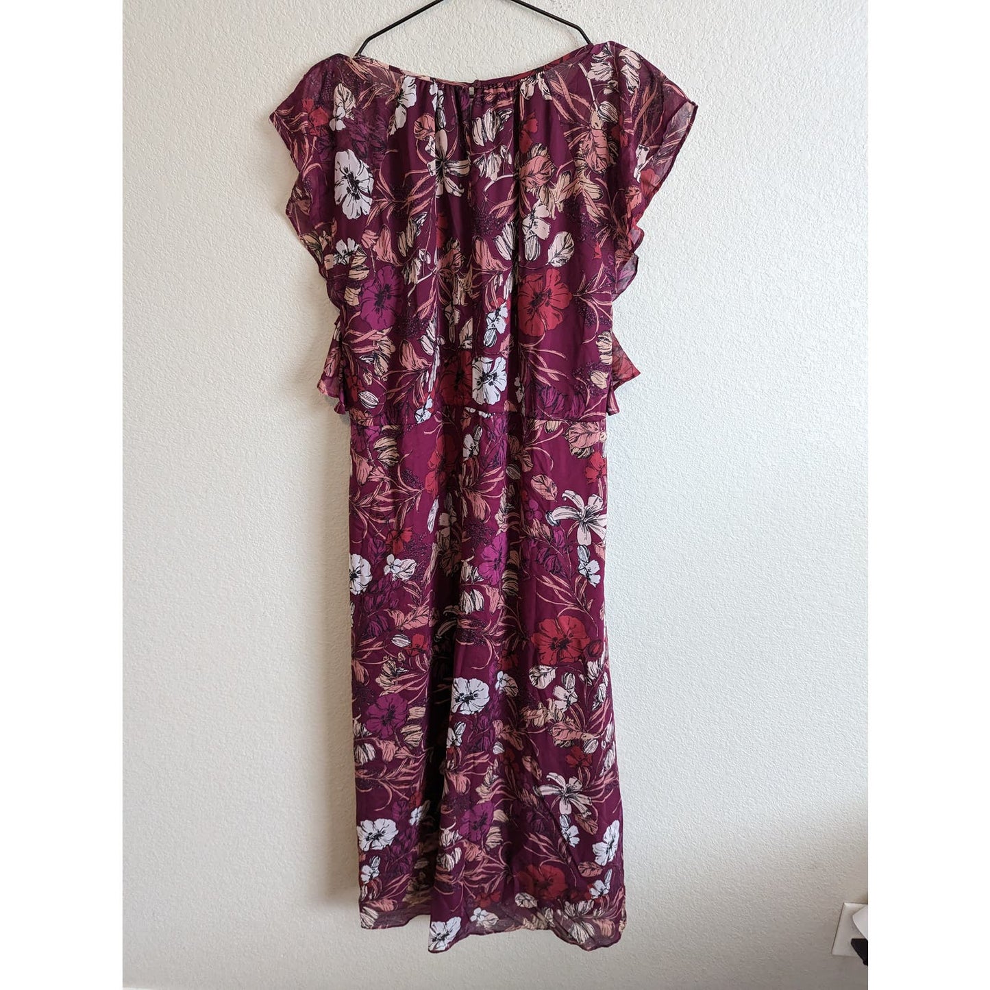 Alex Marie Womens Sz 8 High Low Hem Maxi Dress Purple White Floral NEW