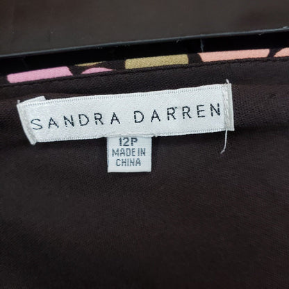 Vintage 1990s Sandra Darren Womens Sz 12P Petite Midi Dress Pink Polka Dot