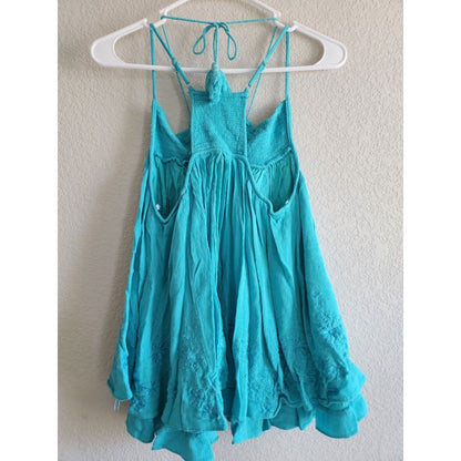 Honey Belle Womens Sz S Strappy Boho Tank Top Teal Turquoise Festival