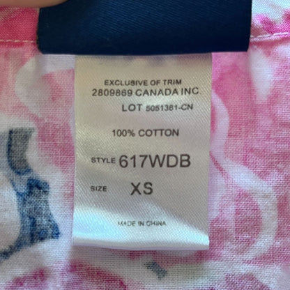 Sanibel Scrubs Womens Sz XS Scrub Top Pink Rose Print