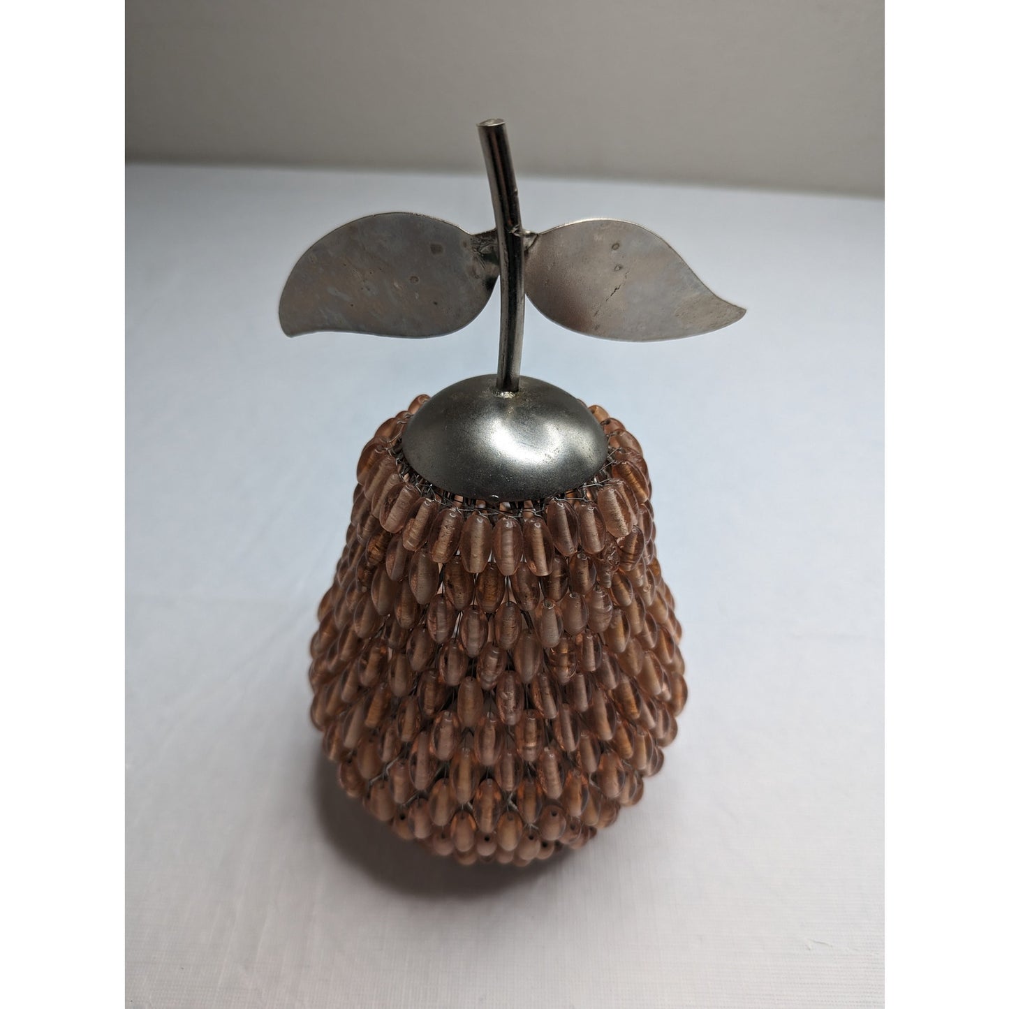 Vintage Mid Century Glass Beaded Tealight Candle Holder Pear Fruit