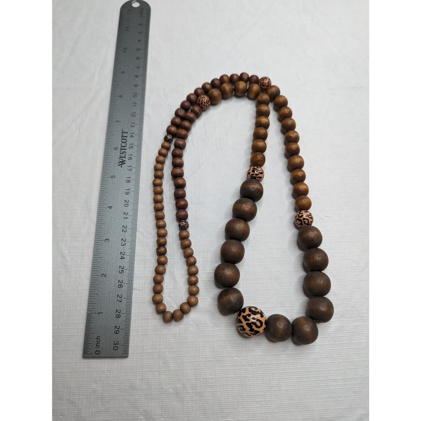 Vintage Single Strand Wooden Round Bead Graduated Necklace