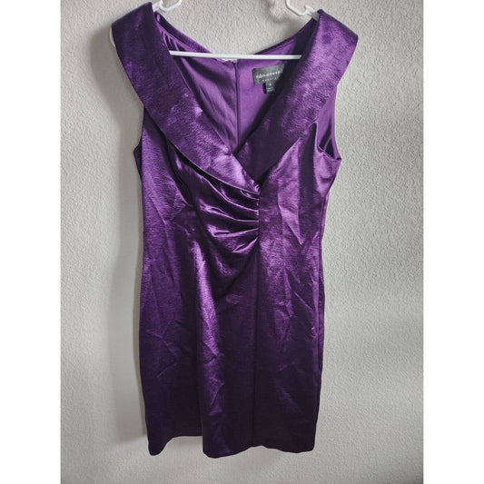 Connected Apparel Womens Sz 10 Formal Knee Length Sheath Dress Royal Purple