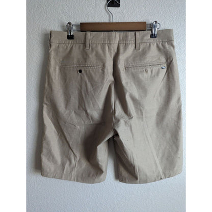 Hurley Mens Sz 32 Classic Flat Front Bermuda Shorts Solid Beige Athletic