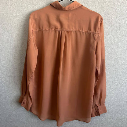 Staring at Stars Womens Sz S Button Down Blouse Terracotta Orange