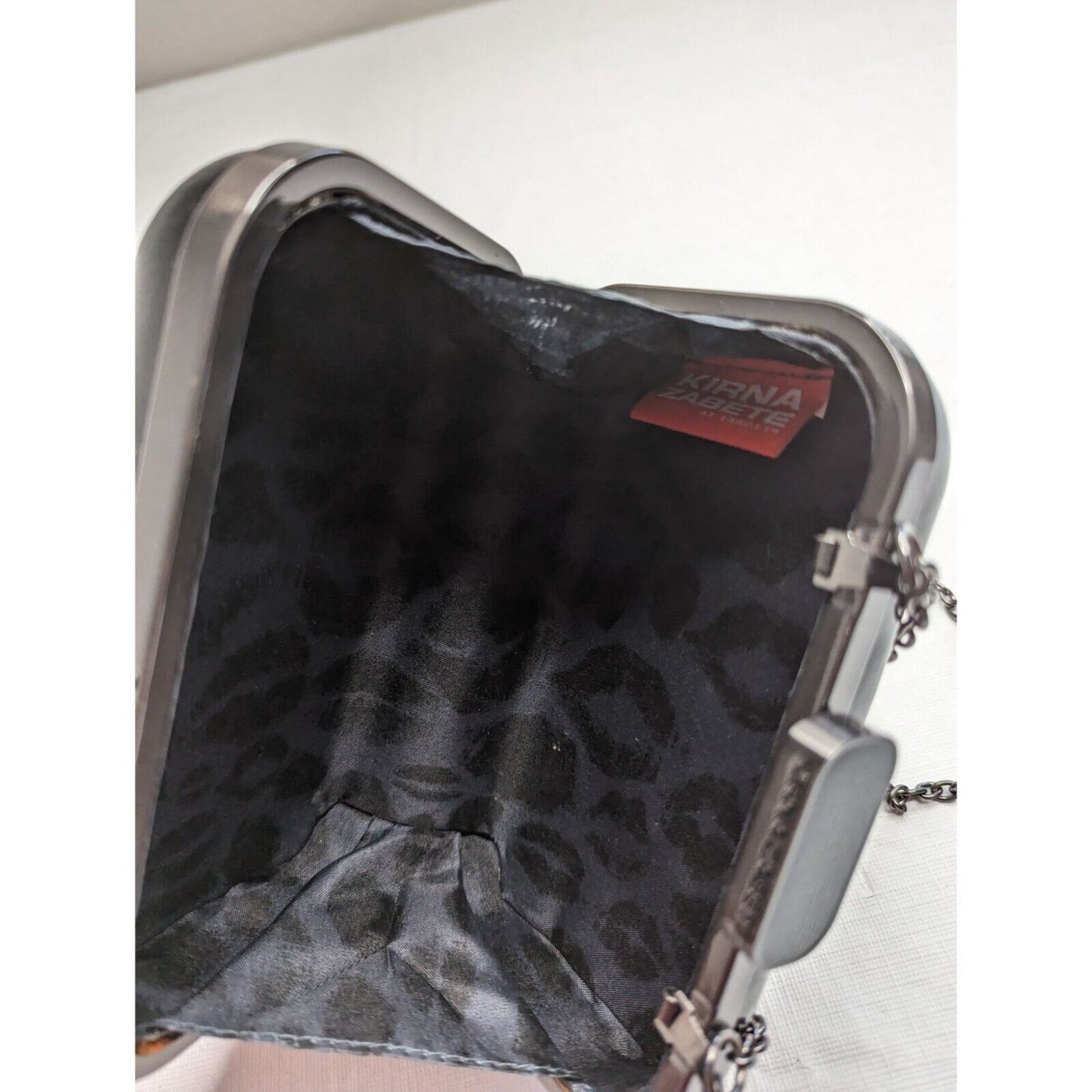 Kirna Zabete At Target Clutch Purse - Black Patent Hard Case Chain Strap