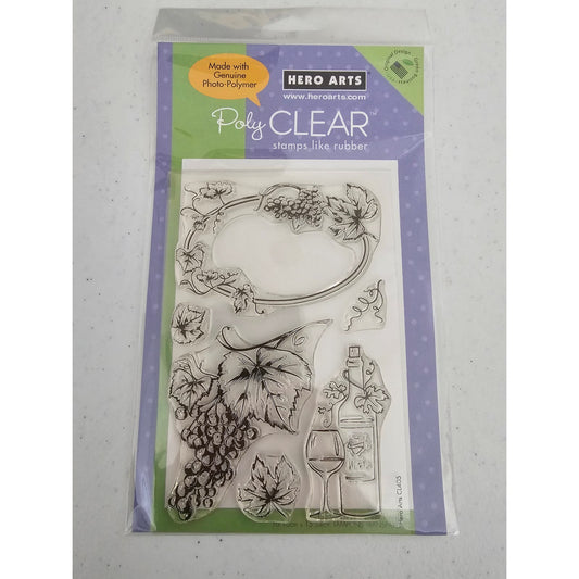 Hero Arts Poly Clear Photopolymer Stamp Set Artistic Grapes Wine