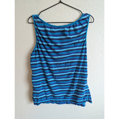 Jones New York Sport Womens Sz L Sleeveless Athletic Tank Top Blue Striped