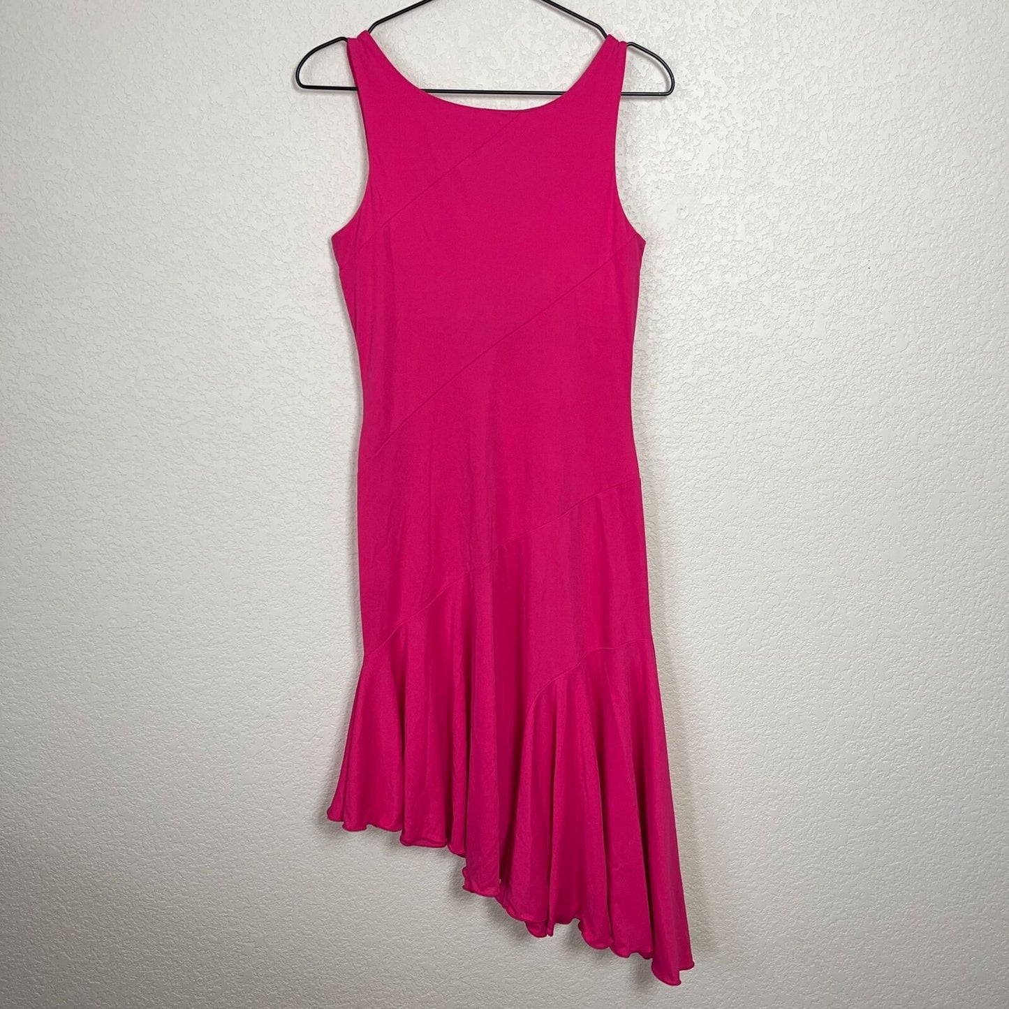 Vintage Express Womens Sz 6 Pink Sleeveless Dress Asymmetrical Hem