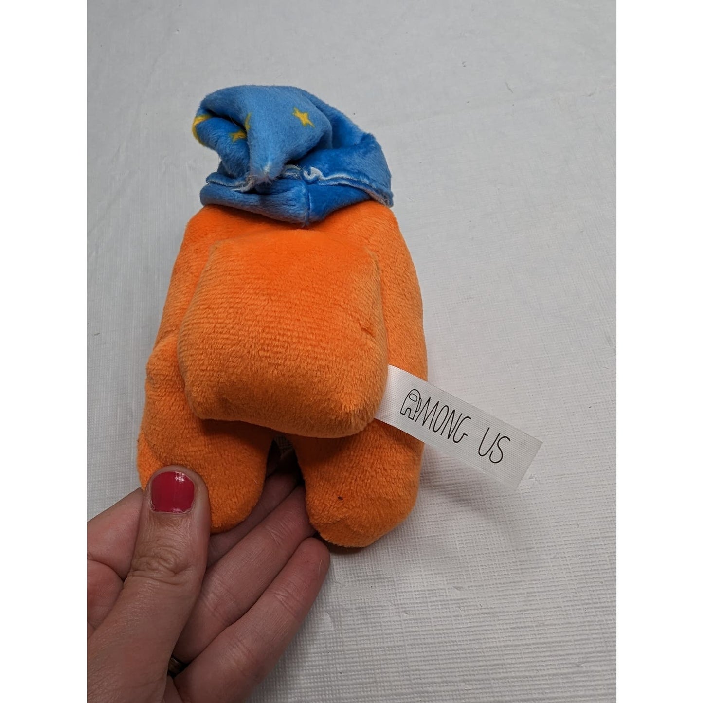 Among Us Small Stuffed Animal Plush Orange w/ Blue Hat