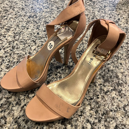 Madden Girl Womens Sz 10 Platform Sandals Heels Beige Y2K