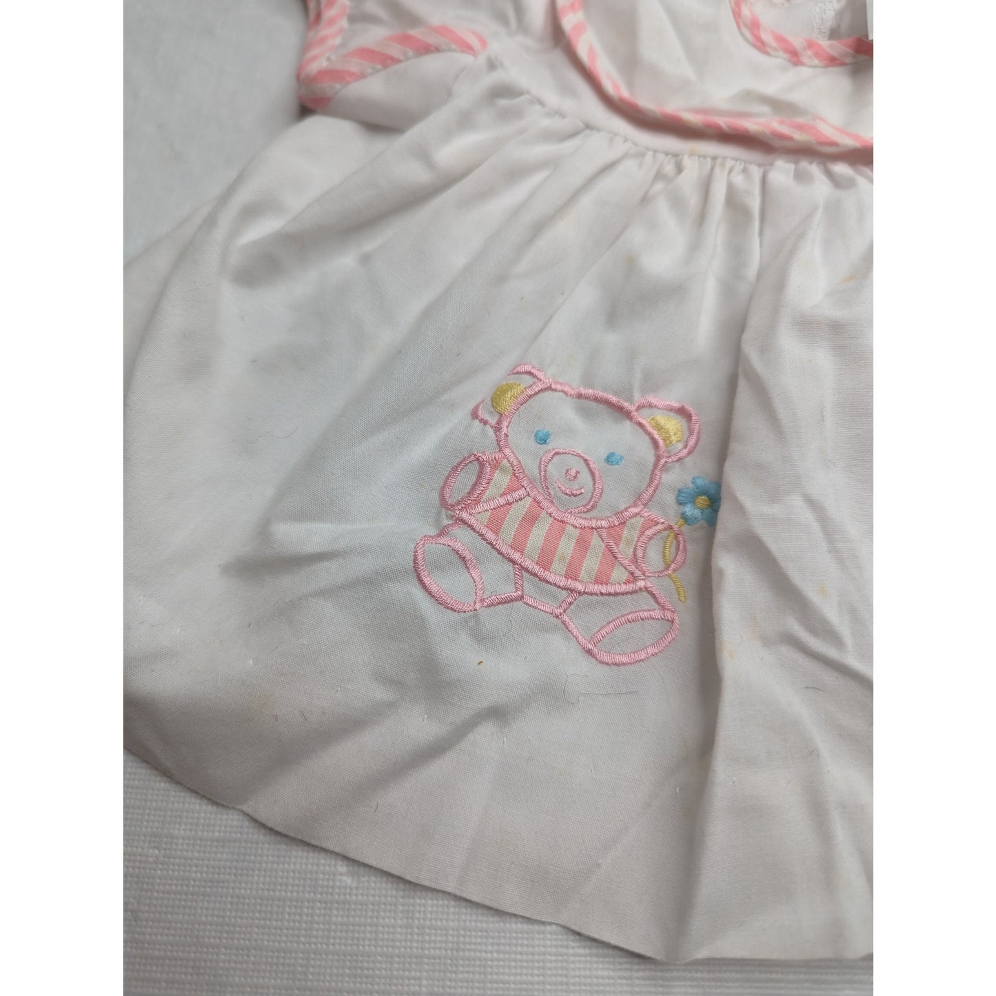 Vintage Elizabeth Jane Nottingham Sz 3M Baby Dress Pink White Embroidered