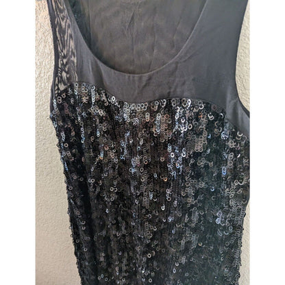 Vintage Y2K Express Womens Sz S Mini Dress Black Sequin Cocktail