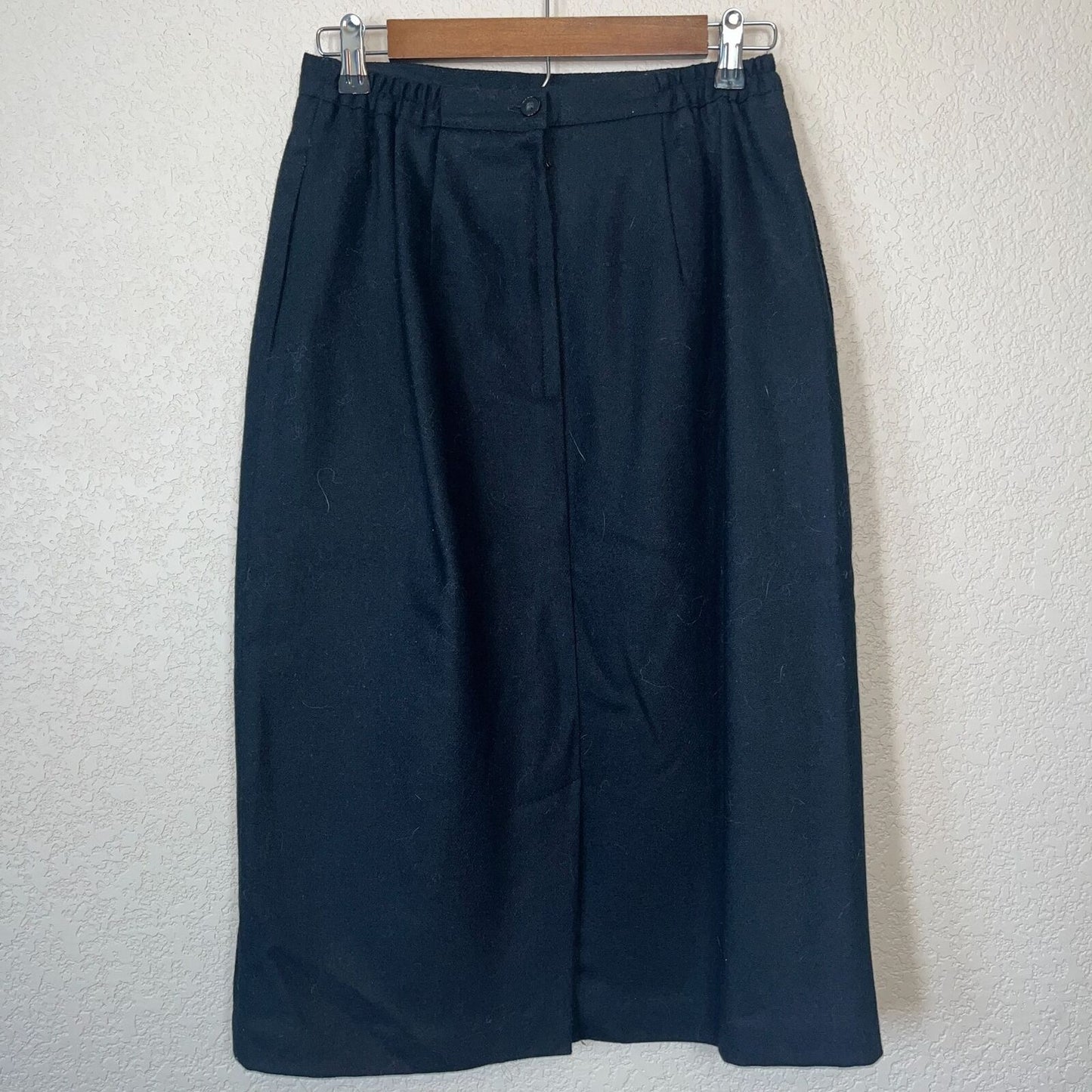 Vintage Laura Gayle Womens Sz 8 100% Wool Knee Length Pencil Skirt Black