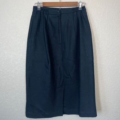 Vintage Laura Gayle Womens Sz 8 100% Wool Knee Length Pencil Skirt Black