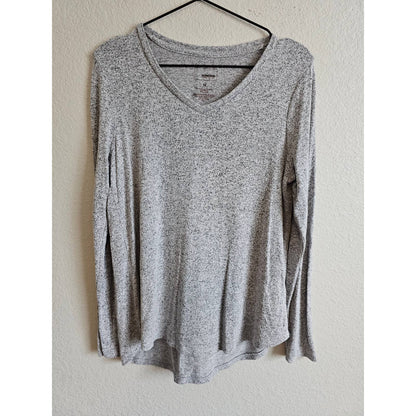 Sonoma Womens Sz M Long Sleeve V Neck Shirt Light Gray Ultra Soft