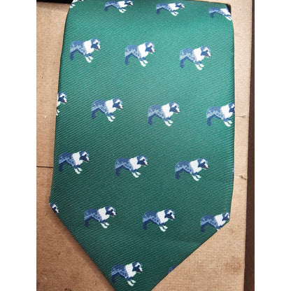 Knotty Tie company Mens Necktie St Bernard Dog Print Green