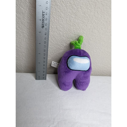 Among Us Mini Stuffed Animal Plush Purple w/ Green Sprout on Head