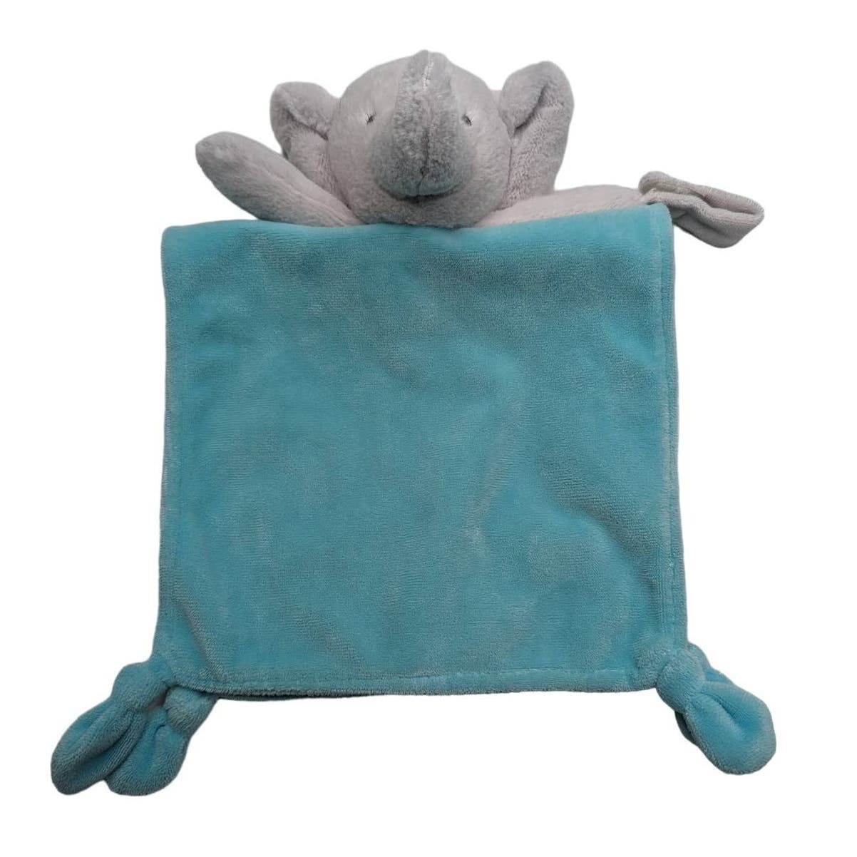 Carters Blue Grey Elephant Satin Security Blanket Baby Lovey  Plush