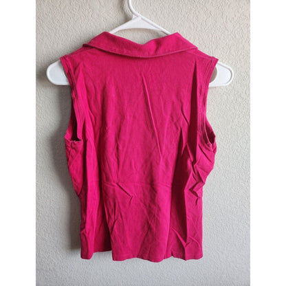 St Johns Bay Womens Sz S Sleeveless Polo Shirt Bright Pink