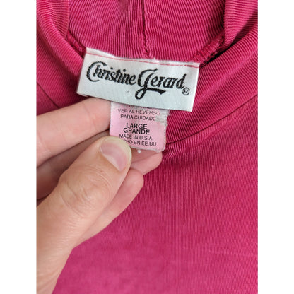 Vintage 1980s Christine Gerard Womens Sz L Bright Pink Sleeveless Blouse