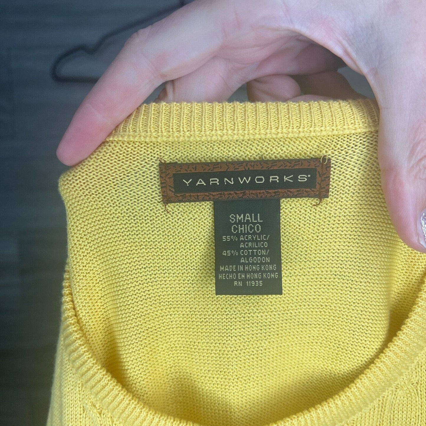 Yarnworks Womens Sz S Short Sleeve Cotton Blend Sweater Yellow Cableknit