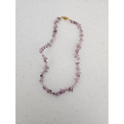 Vintage Single Strand Chip Stone Light Amethyst Beaded Necklace