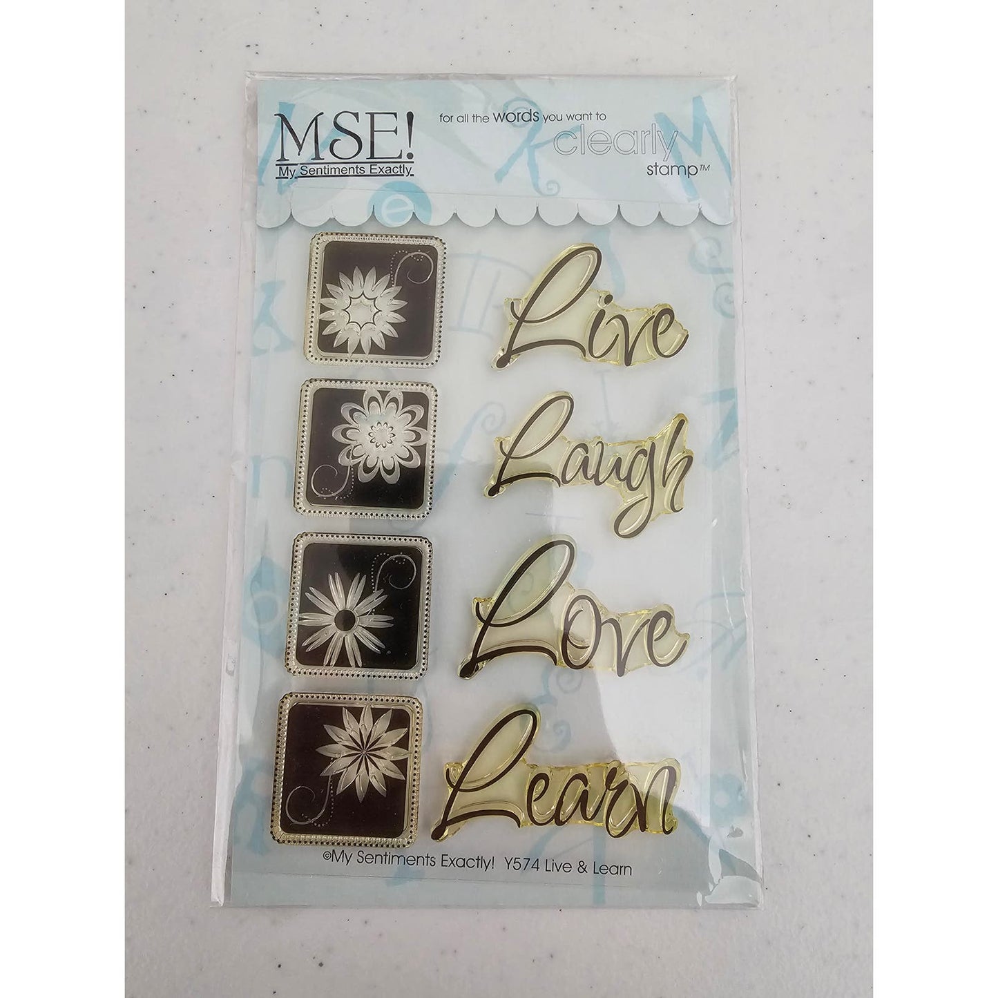 My Sentiments Exactly Clear Rubber Stamp Set Live Laugh Love Learn Flowers