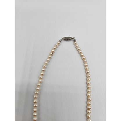 Vintage Single Strand Champagne Faux Round Pearl Necklace 2000s