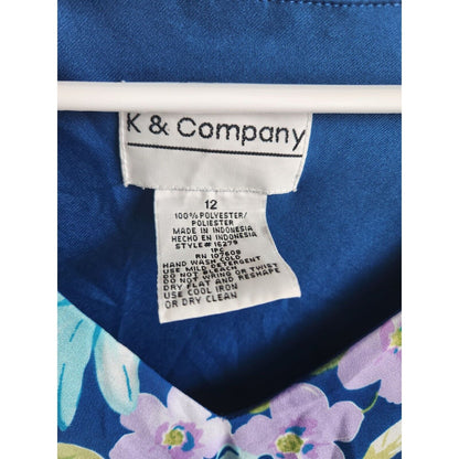 Vintage 1990s K & Company Womens Sz 12 Midi Floral Sundress Dress Blue