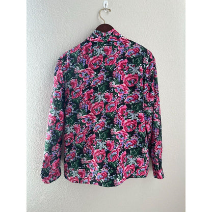 Vintage 1980s Premiere of California Womens Sz 12 Long Sleeve Blouse Floral