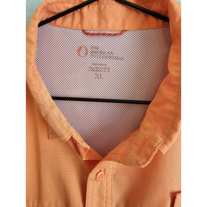 American Outdoorsman Mens Sz XL Short Sleeve Vented Fishing Shirt Light Orange