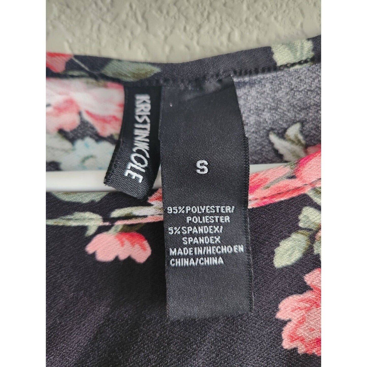 Kristin Nicole Womens Sz S Short Sleeve Mini Dress Black Pink Floral