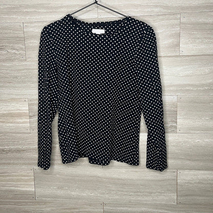 Charter Club Perfectly Soft Pima Sz Petite PL Polka Dot T Shirt Long Sleeve