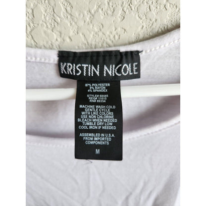 Kristin Nicole Womens Sz M Crewneck Midi Shirt Dress Solid White