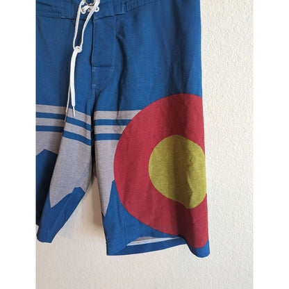 Colorado Bred Mens Sz 30 Board Shorts Swim Trunks Colorado Flag