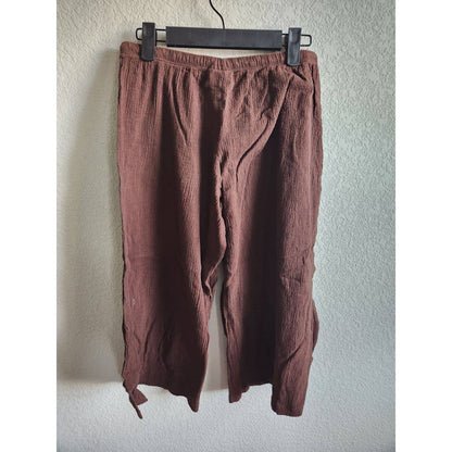 Bing Bang mujeres Sz M marrón Capri pierna ancha tirar pantalones Vintage