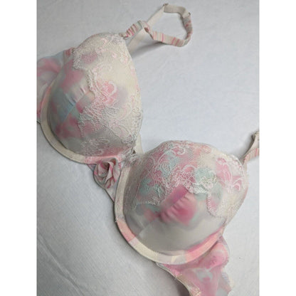 Jessica Simpson Womens Sz 36B Pastel Watercolor Print T Shirt Bra