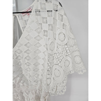 Red Carter Womens Sz M Swimsuit Cover Up White Crochet Lace Boho