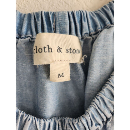 Cloth & Stone Womens Sz M Chambray Denim Off Shoulder Dress Blue