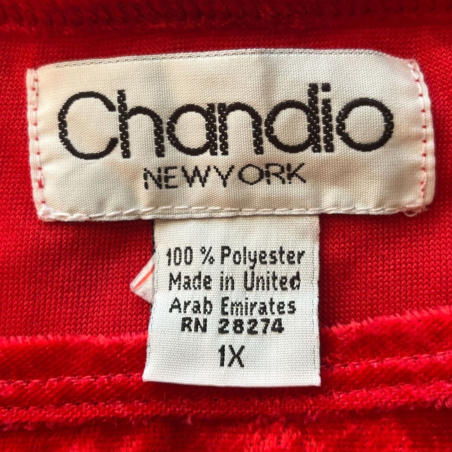 Vintage Chandio New York Womens Sz 1X Red Velvet Long Sleeve Shirt