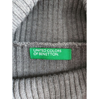 United Colors of Bennetton Womens Sz S Knee Length Sweater Dress Gray Ribbed