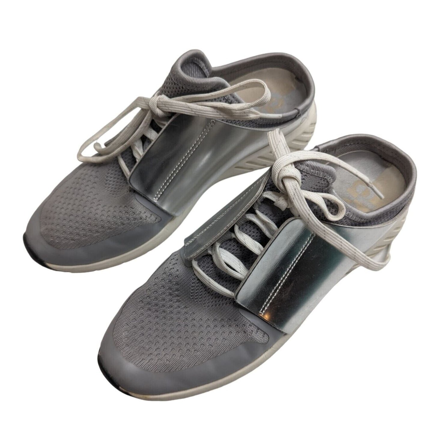 Dolce Vita Womens Sz 6.5 Slip On Tennis Shoes Silver Gray Lace Up