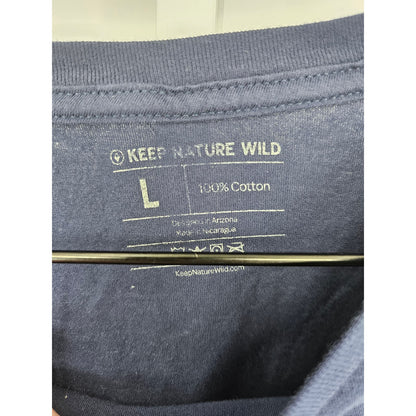 Keep Nature Wild Womens Sz L Long Sleeve T Shirt Id Hike That Navy Blue