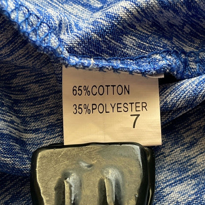 Oxiuli Fashion Juniors Sz 7 Midi Faux Wrap Pinup Style Dress Blue