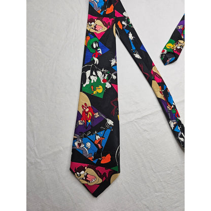 Vintage Y2K Looney Tunes Mens Tie Necktie Taz Daffy Buggs Bunny Characters