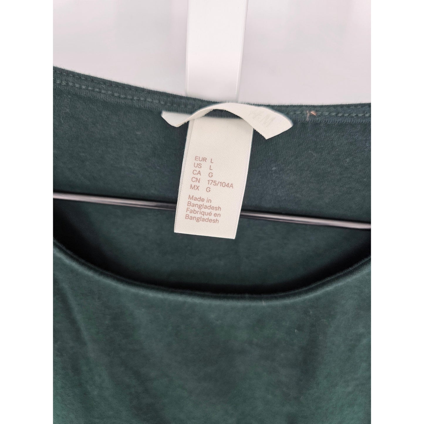 H&M Womens Sz L Long Sleeve Knee Length Shirt Dress Forest Green Fitted