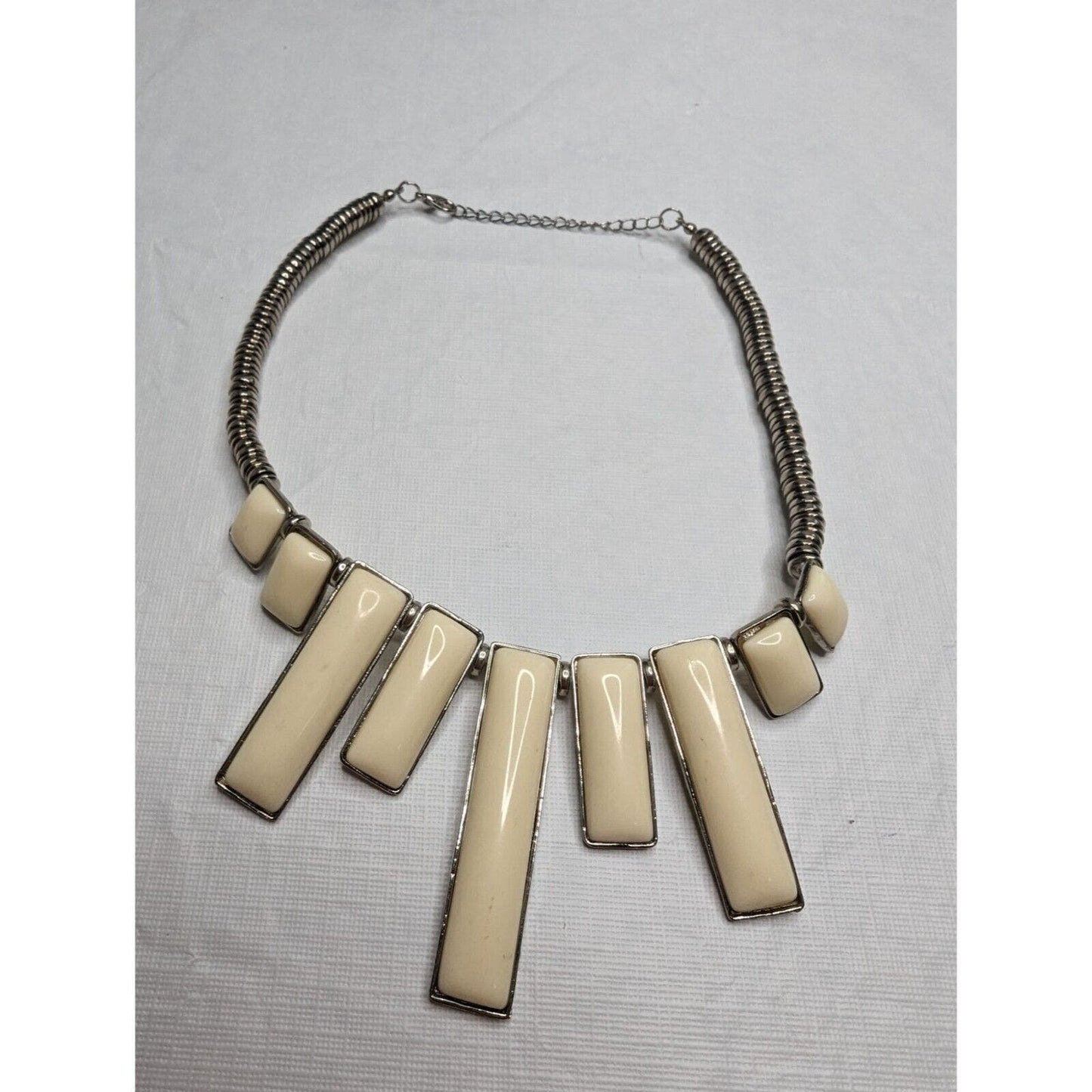 Vintage 1960s Statement Piece Necklace Milky Cream Chunky Stone