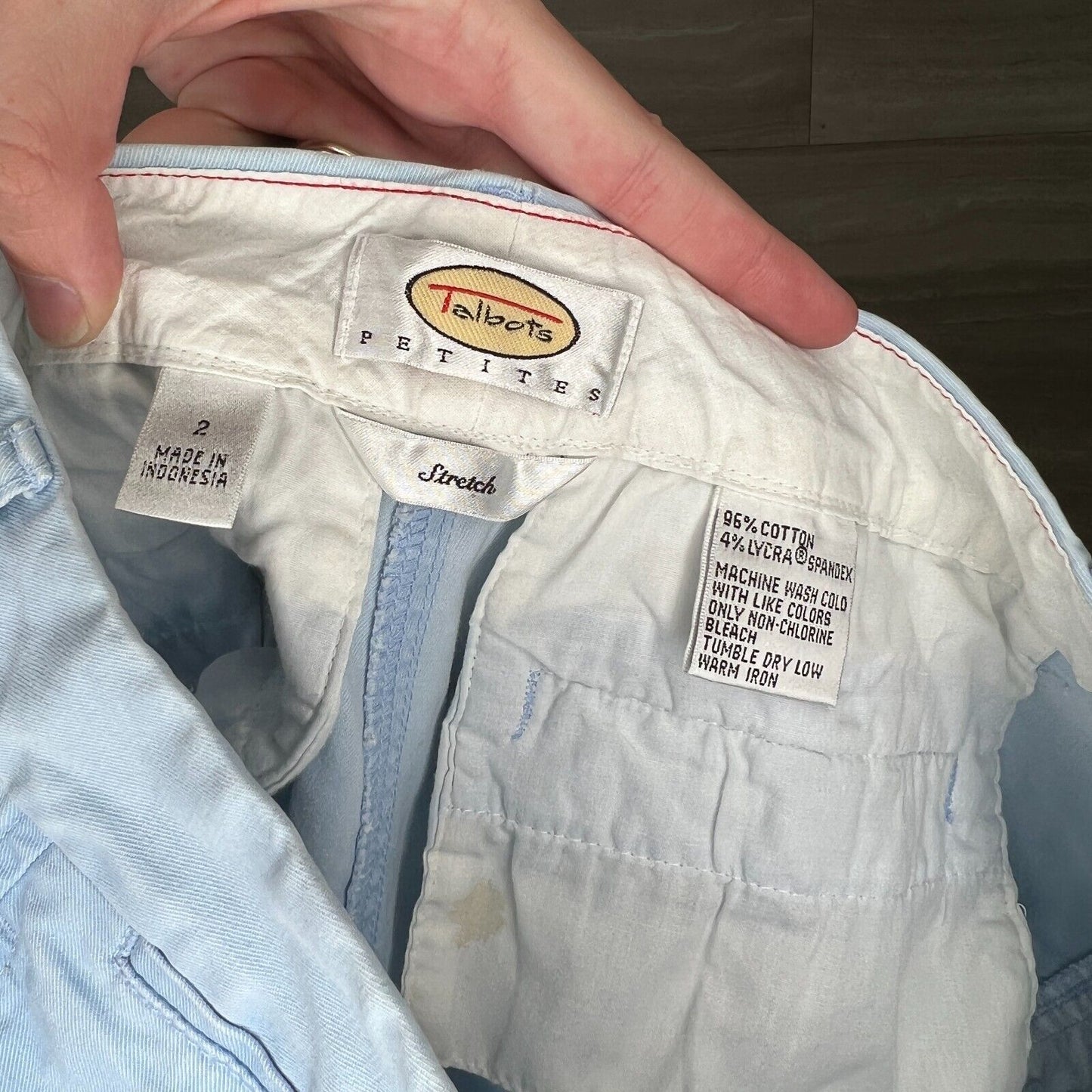 Vintage 1990s Talbots Petites 2P Cotton Straight Leg Dress Pants Light Blue